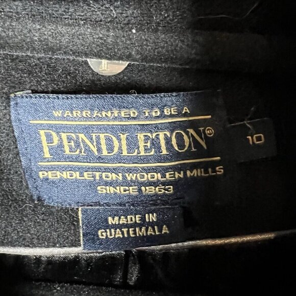 PENDLETON Warm WOOL/CASHMERE TRENCH COAT Long Black Winter Jacket Womens Size 10 - Picture 7 of 12